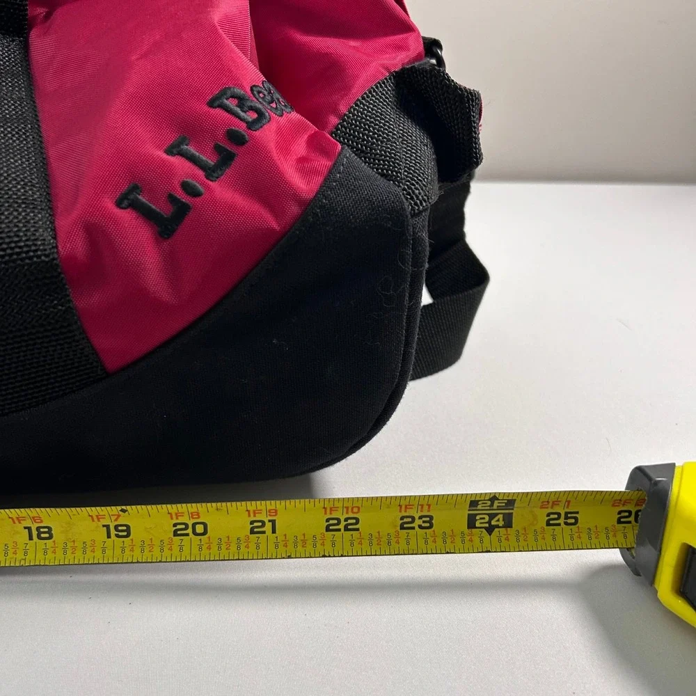 Vintage LL Bean Rolling Duffle Bag Red Black Wheeled Travel Luggage Medium